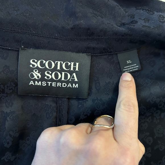 SCOTCH & SODA AMSTERDAM Black Jacquard Belted Blazer Jacket XL - Picture 6 of 10